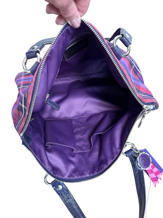 Coach Poppy Purple Tartan Plaid Tote - Picture 7 of 13